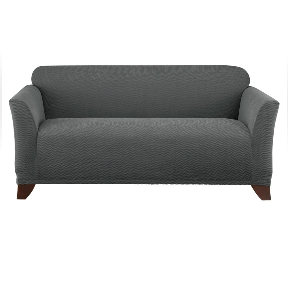 Sure Fit Modern Chevron Loveseat 1 Piece Gray Slipcover~NEW!